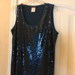 Super sexy midnight blue sequin tank top. Size L